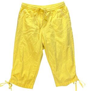 Rebecca Malone Yellow Capri Pants M Drawstring Hem